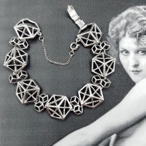 Vintage ROGET silver tone geometric bracelet